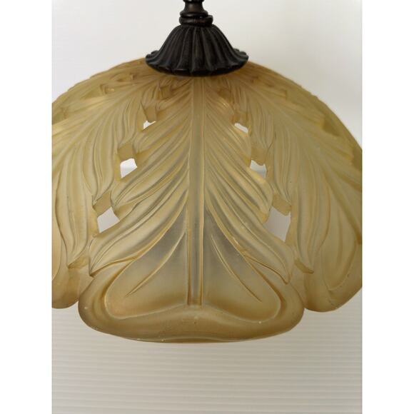 3-Light Semi Flush Mount Ceiling Fixture Amber Color Up Soft Light Glass Shade - Picture 11 of 16